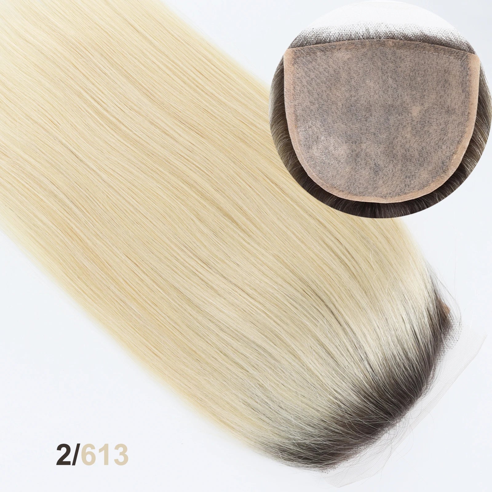 VenusEnt 5x5" Silk Skin Base Hair Topper - Virgin Remy Human Hair with Ombre Blonde Highlights