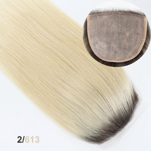 5x5" · Silk Skin PU Base · Brazilian Remy Human Hair · Hair Topper · Ombre Blonde (2/613 & 8/613) · for Women Clip-In