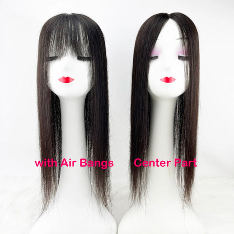 12x14cm–15x17cm · Silk Base · European Remy Human Hair · Hair Topper · Dark Brown / Natural Black / Medium Brown · for Women Clip-In