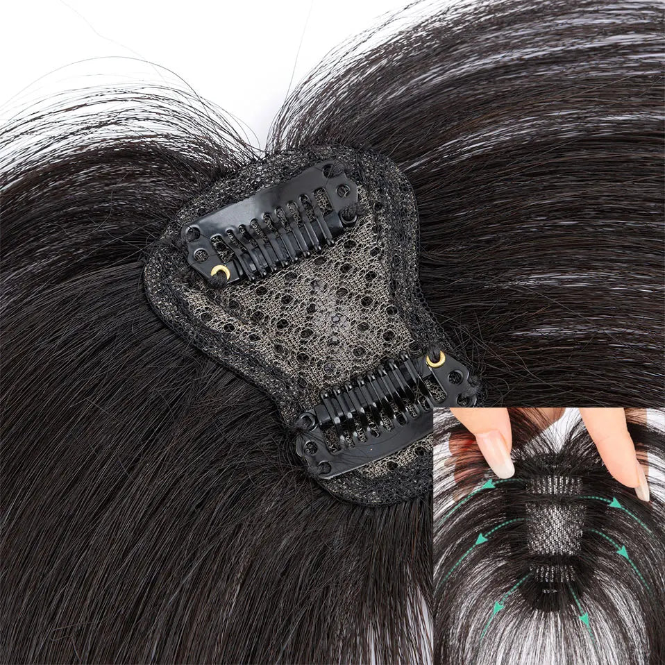 10" Clip-In Human Hair Bangs - Lightweight 3D Air Fringe with 1.6x2.4" Base