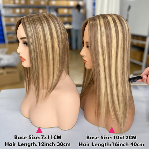 3*4"&4*5" · Skin Scalp Base · Chinese Remy Human Hair · Hair Topper · Straight, Multi-Color · for Women · Clip-In
