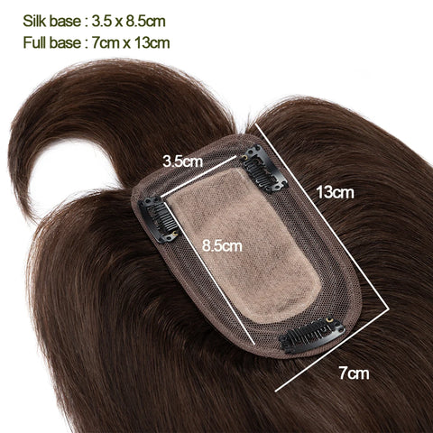 7x13 CM · Silk Base · Center Part· 100% Human Hair · Hair Topper · 16 Colors (Black | Brown | Blonde | Grey) · for Women Clip-In