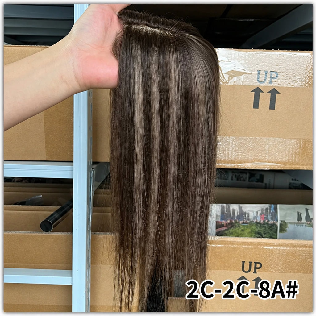 3*4"&4*5" · Skin Scalp Base · Chinese Remy Human Hair · Hair Topper · Straight, Multi-Color · for Women · Clip-In