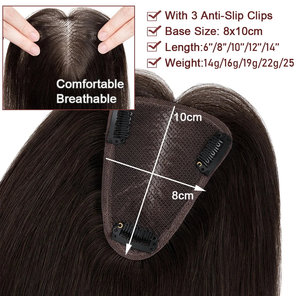 VenusEnt 3x4" Lace Hair Topper for Women - 100% Human Hair Clip-In Hairpiece for Thinning Hair & Crown Coverage