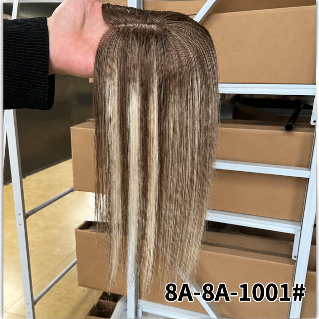 3*4"&4*5" · Skin Scalp Base · Chinese Remy Human Hair · Hair Topper · Straight, Multi-Color · for Women · Clip-In