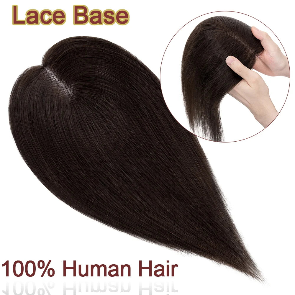 VenusEnt 3x4" Lace Hair Topper for Women - 100% Human Hair Clip-In Hairpiece for Thinning Hair & Crown Coverage