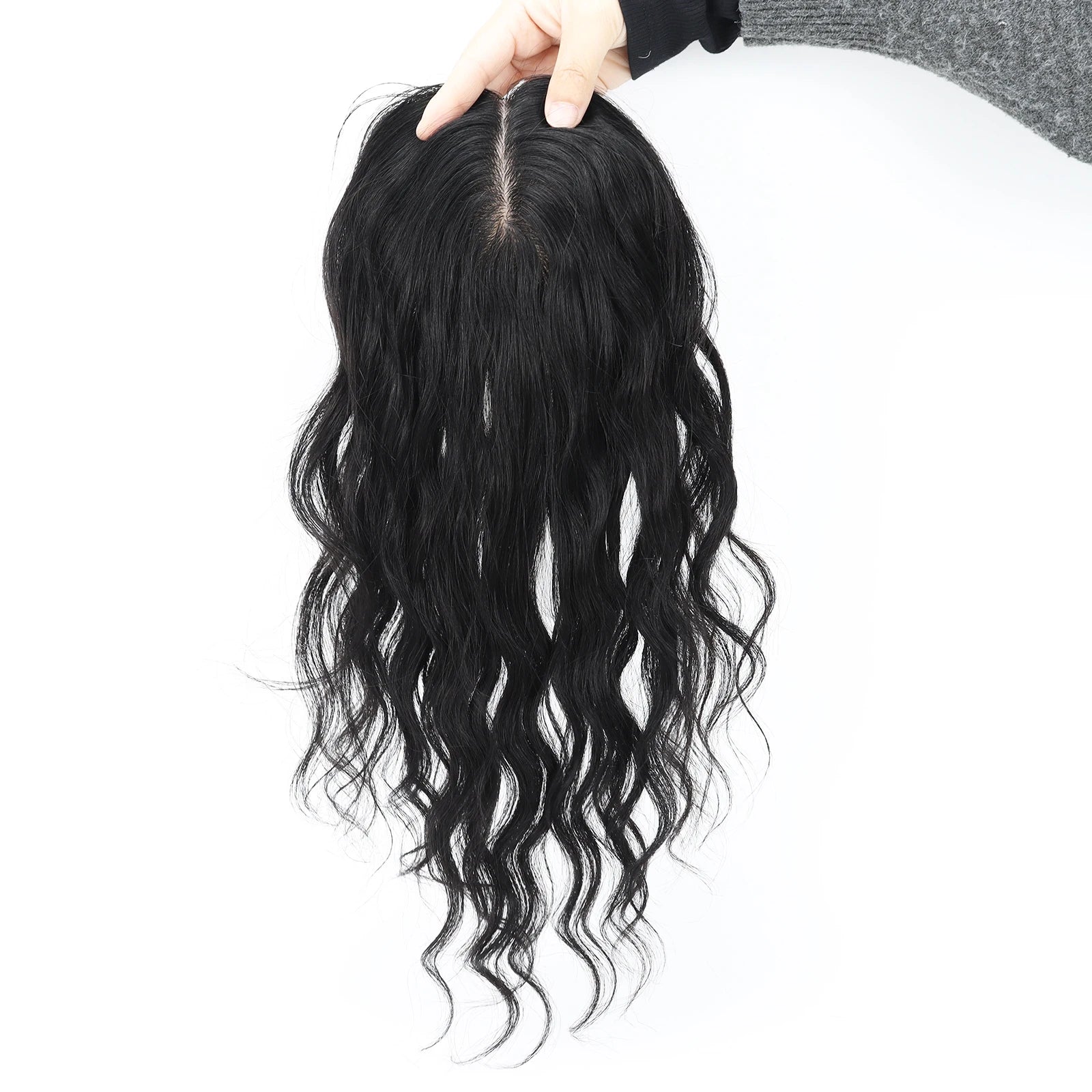 5x5" & 6x6" · Silk Base ·Center Part· European Virgin Human Hair Topper · Loose Wave · Center Part · for Women Clip-In