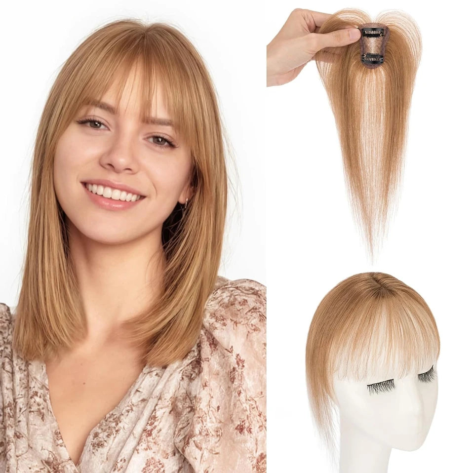 VenusEnt Clip-In Human Hair Bangs - 3D Air Fringe for Instant Volume & Style
