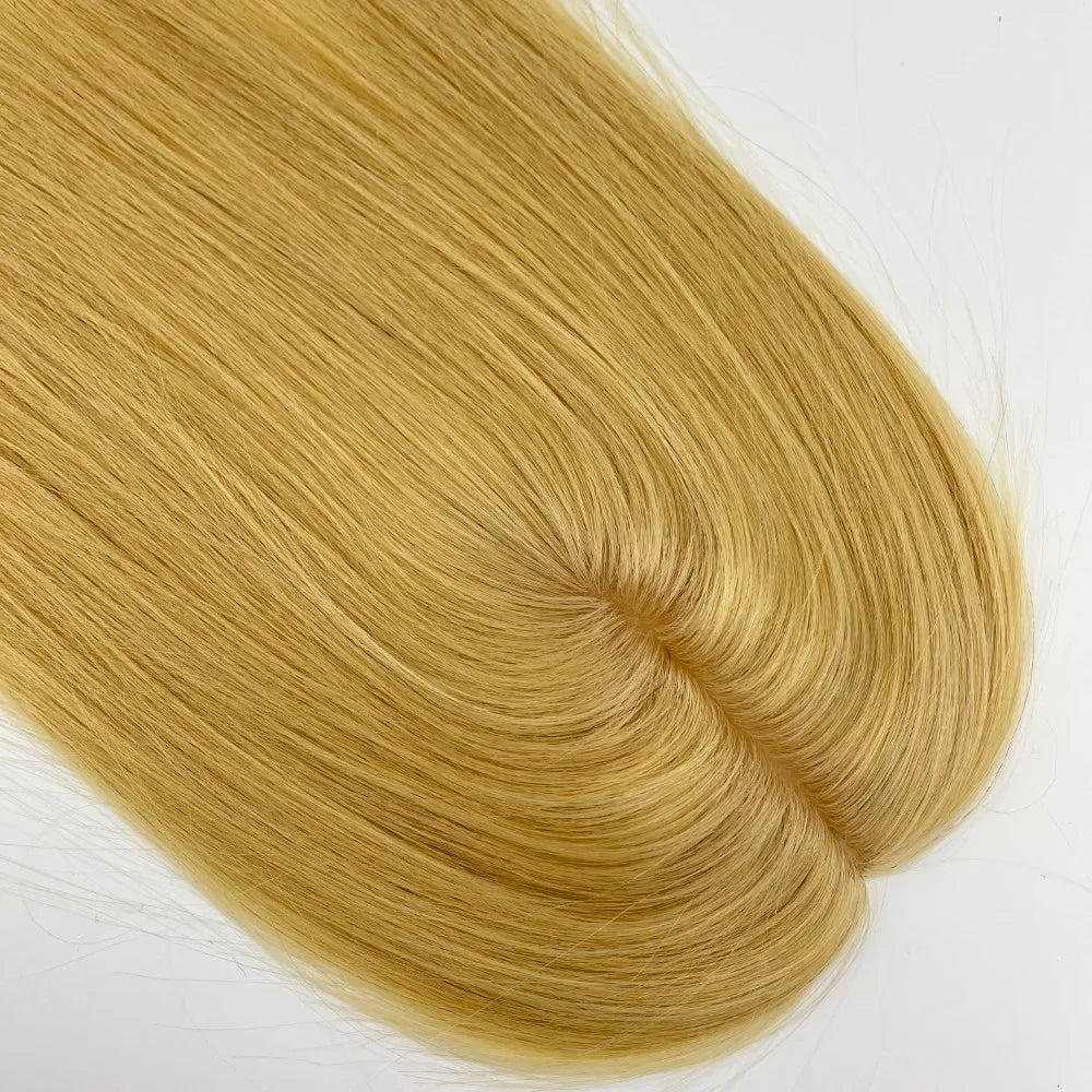 5x5 & 5x7" · Silk Top & PU Base · European Virgin Remy Human Hair Topper · #613 Blonde · 120% Density · for Women · Clip-In