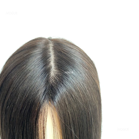 12x13 & 15x16 CM · Silk Base · European Virgin Human Hair Topper · Natural Black, Jet Black, Medium & Dark Brown · for Women · Clip-In or PU