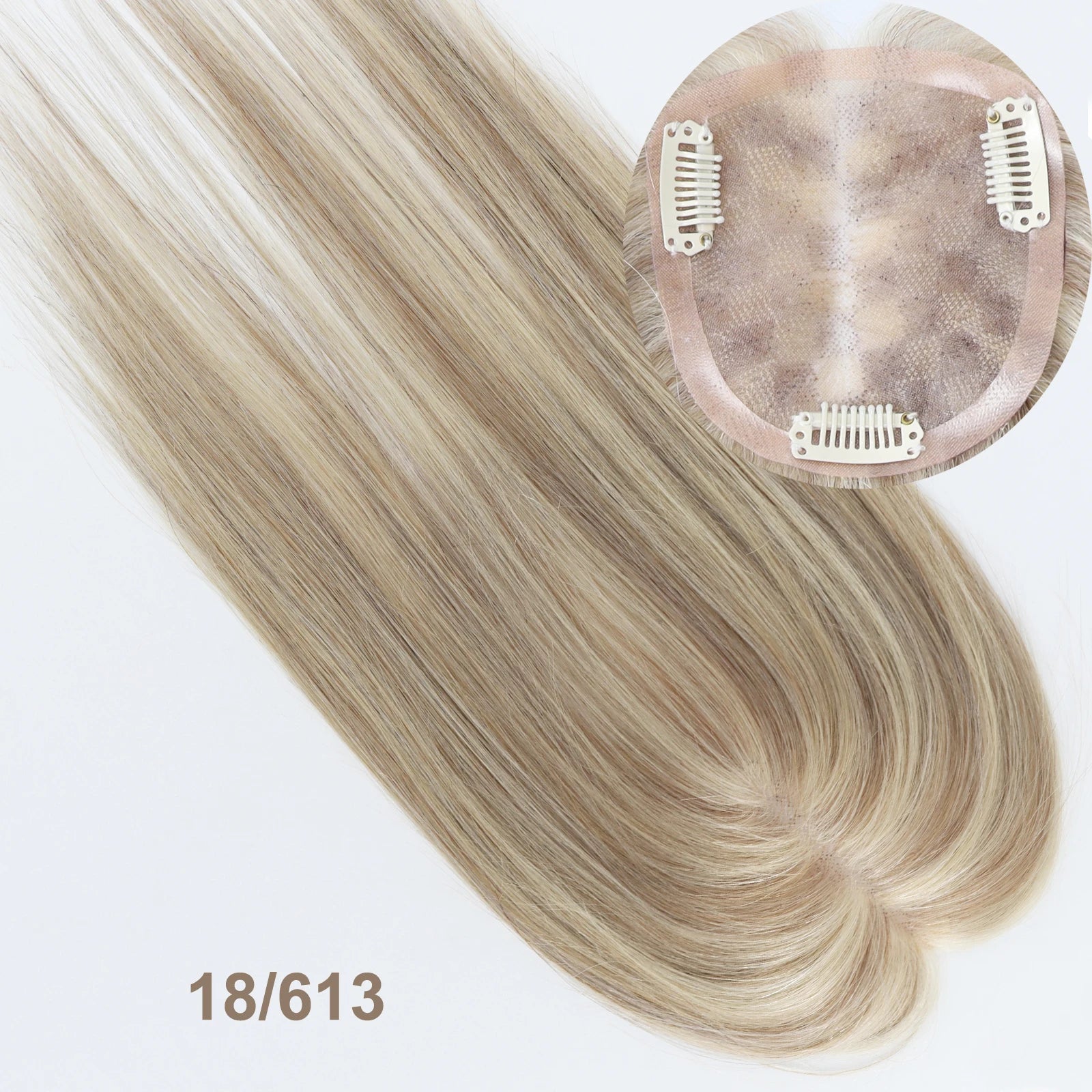 VenusEnt 3.7x3.7" Mono Base Hair Topper - Remy Human Hair Clip-In Hairpiece with Ombre Highlights