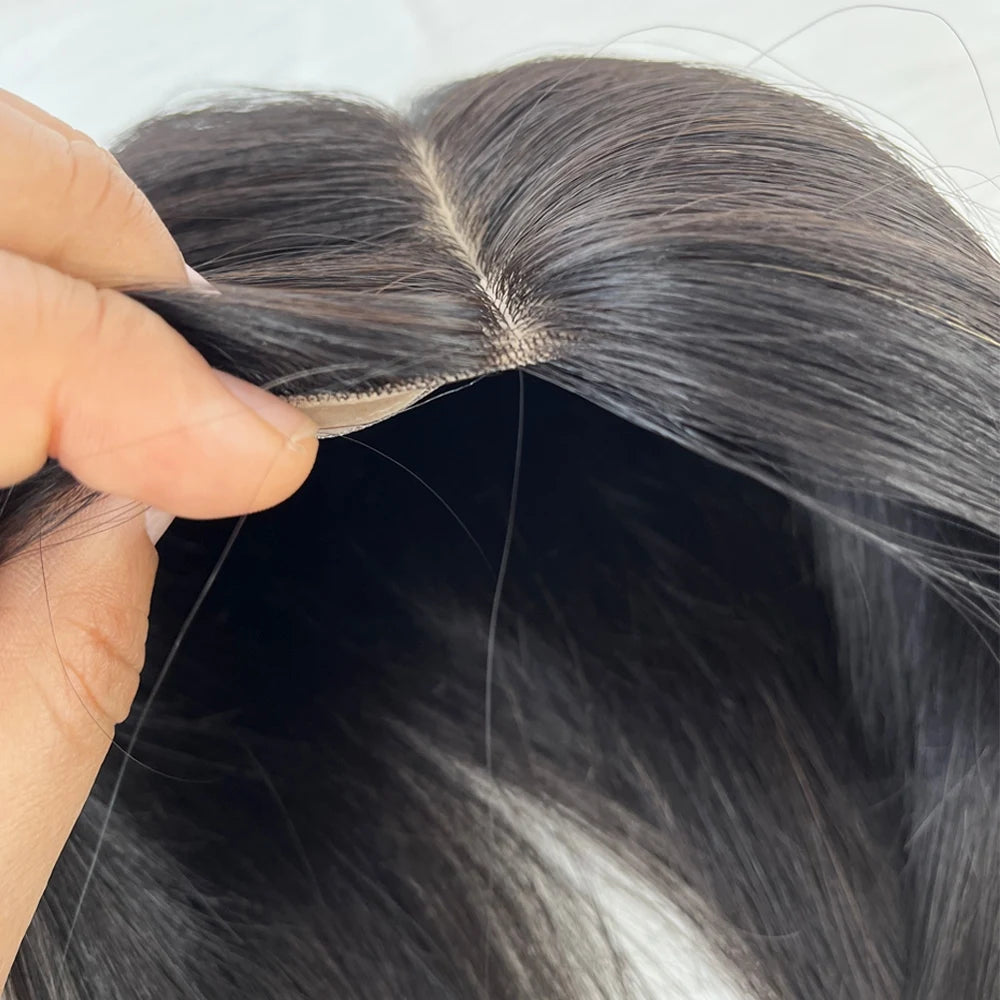 VenusEnt Silk Base Hair Topper - 10A Virgin Malaysian Human Hair with 4 Clips