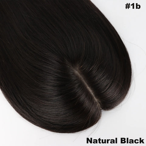 12–15 CM · Silk Base · Center Part · 10A European Virgin Human Hair · Hair Topper · Natural Black | Brown · for Women Clip-In