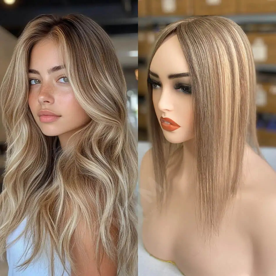 3*4"&4*5" · Skin Scalp Base · Chinese Remy Human Hair · Hair Topper · Straight, Multi-Color · for Women · Clip-In