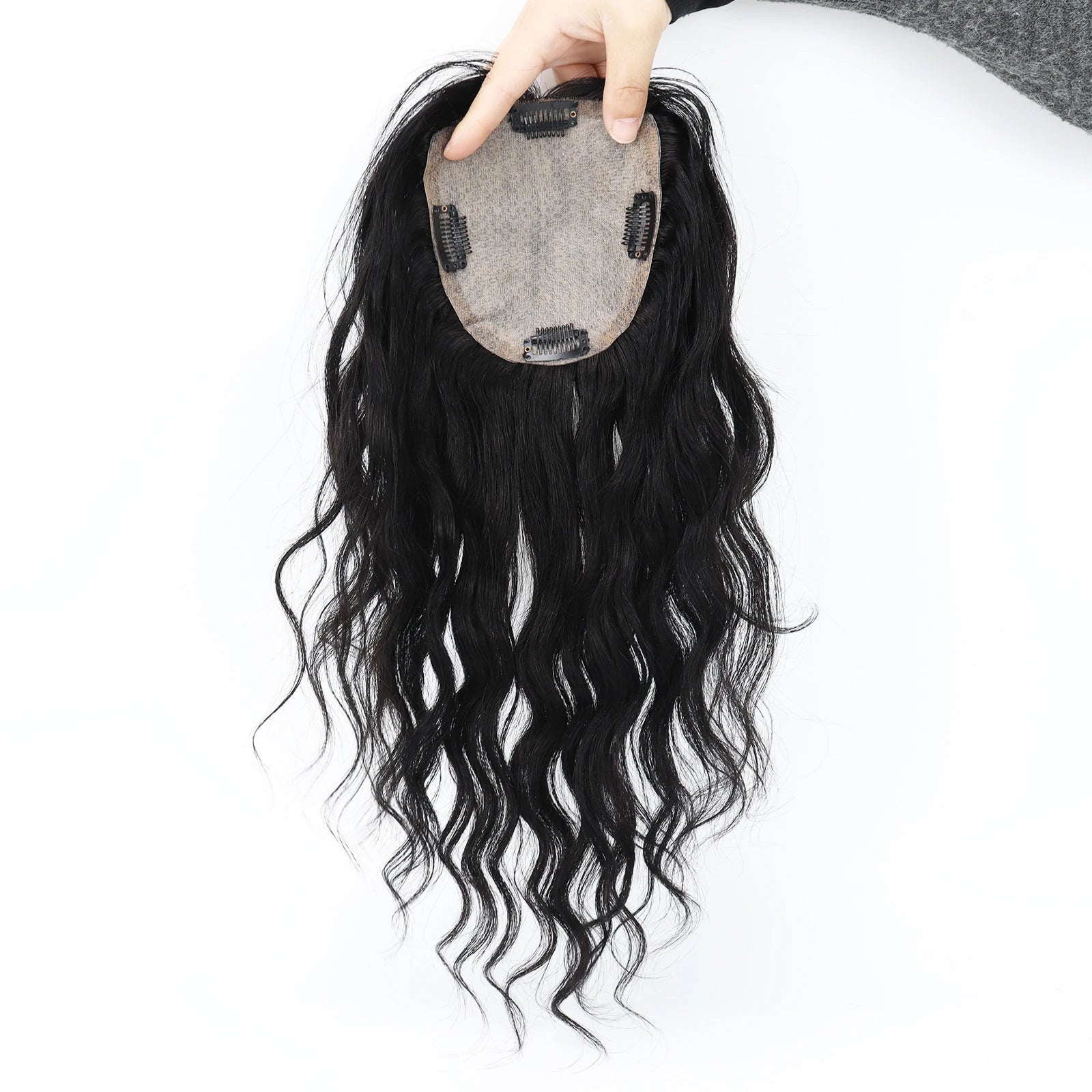 5x5" & 6x6" · Silk Base ·Center Part· European Virgin Human Hair Topper · Loose Wave · Center Part · for Women Clip-In