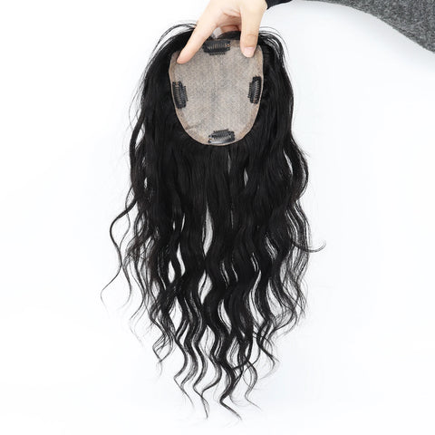 5x5" & 6x6" · Silk Base ·Center Part· European Virgin Human Hair Topper · Loose Wave · Center Part · for Women Clip-In