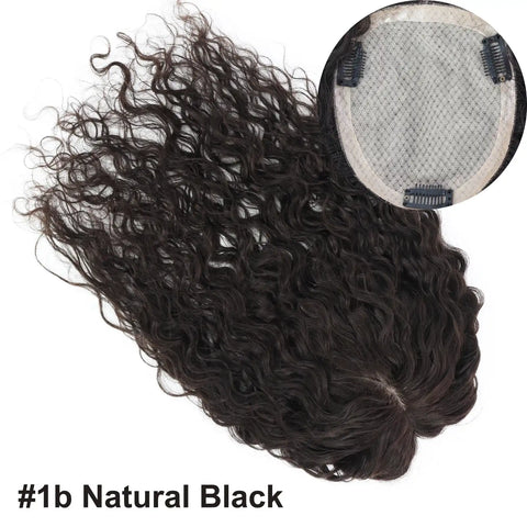 10–18 CM · Silk Base · Remy Human Hair Topper · Curly Wave · for Women Clip-In