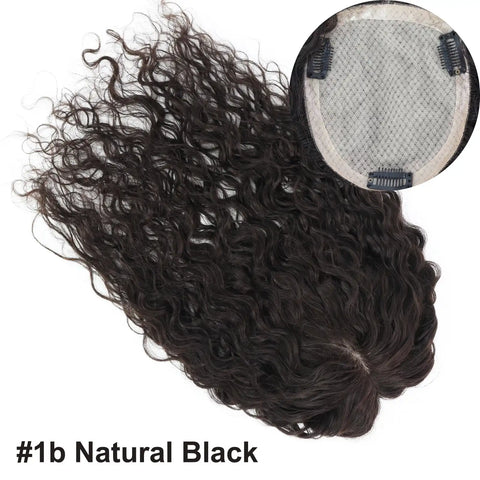 10–18 CM · Silk Base · Remy Human Hair Topper · Curly Wave · for Women Clip-In