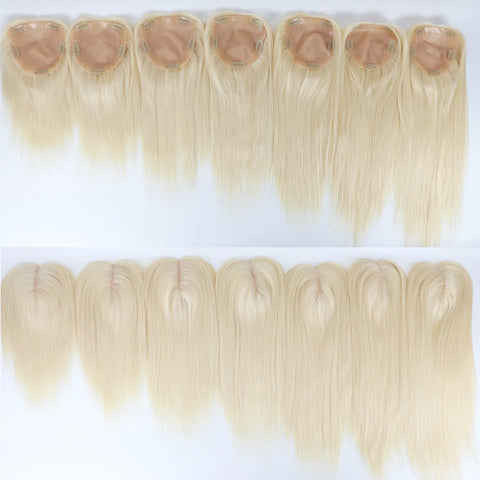 12x13 & 15x16 CM · Silk Skin PU Base · European Remy Human Hair Topper · Straight · #613 Blonde · for Women Clip-In