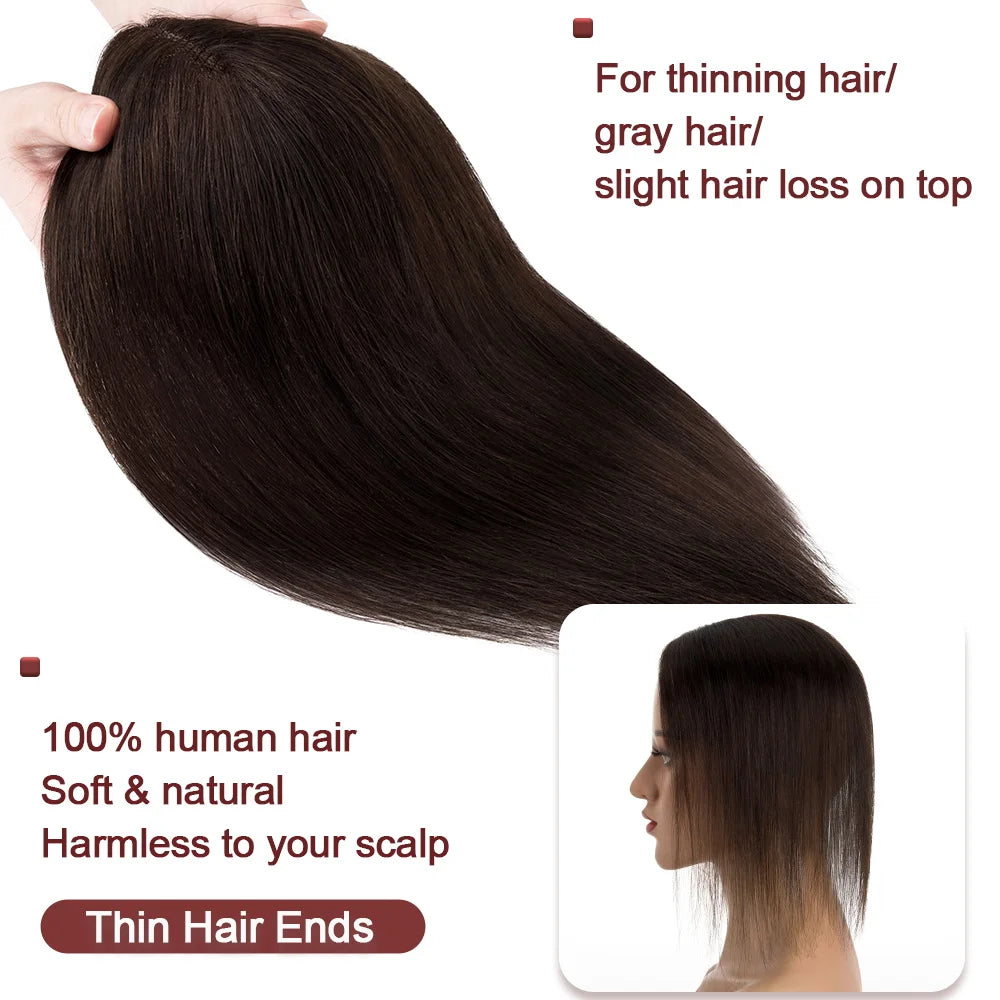 VenusEnt 3x4" Lace Hair Topper for Women - 100% Human Hair Clip-In Hairpiece for Thinning Hair & Crown Coverage