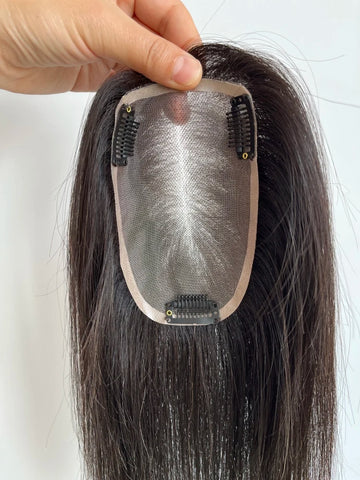 8–15 CM · Mono & PU Base · Malaysian Virgin Human Hair · Hair Topper · Natural Black | Brown · for Women Clip-In