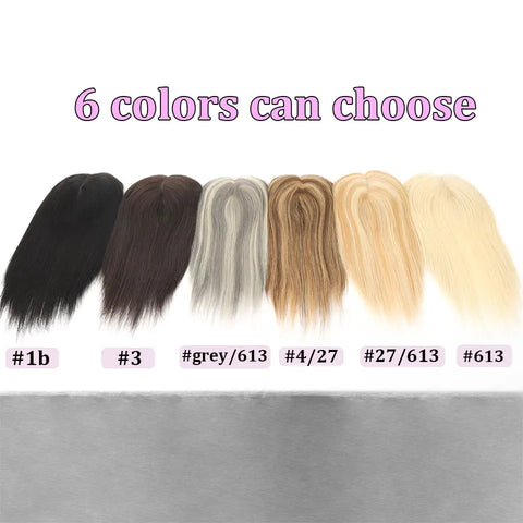 4x6" · Mono & PU Base · Brazilian Remy Human Hair Topper · Multi-Color · 14 Inches · for Women · Clip-In
