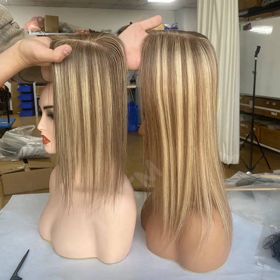 3*4"&4*5" · Skin Scalp Base · Chinese Remy Human Hair · Hair Topper · Straight, Multi-Color · for Women · Clip-In