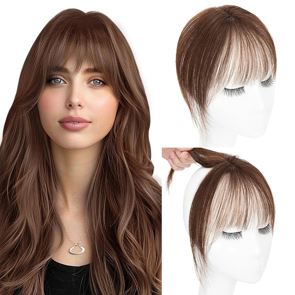 VenusEnt Clip-In Human Hair Bangs - 3D Air Fringe for Instant Volume & Style