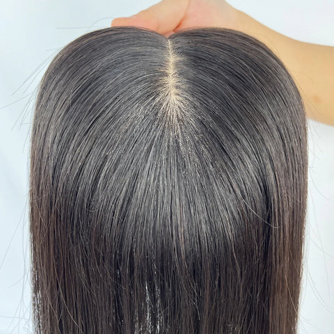 11x13–16x18 CM · Silk Base · Malaysian Virgin Human Hair Topper · Straight · Natural Colors · for Women Clip-In