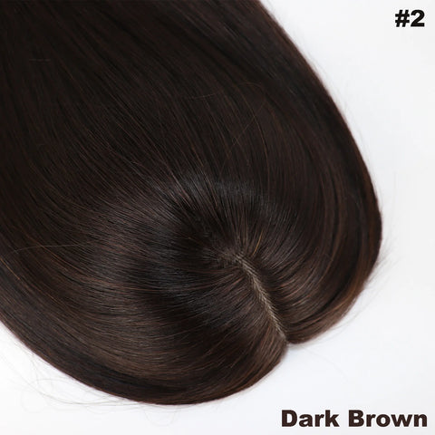 12–15 CM · Silk Base · Center Part · 10A European Virgin Human Hair · Hair Topper · Natural Black | Brown · for Women Clip-In