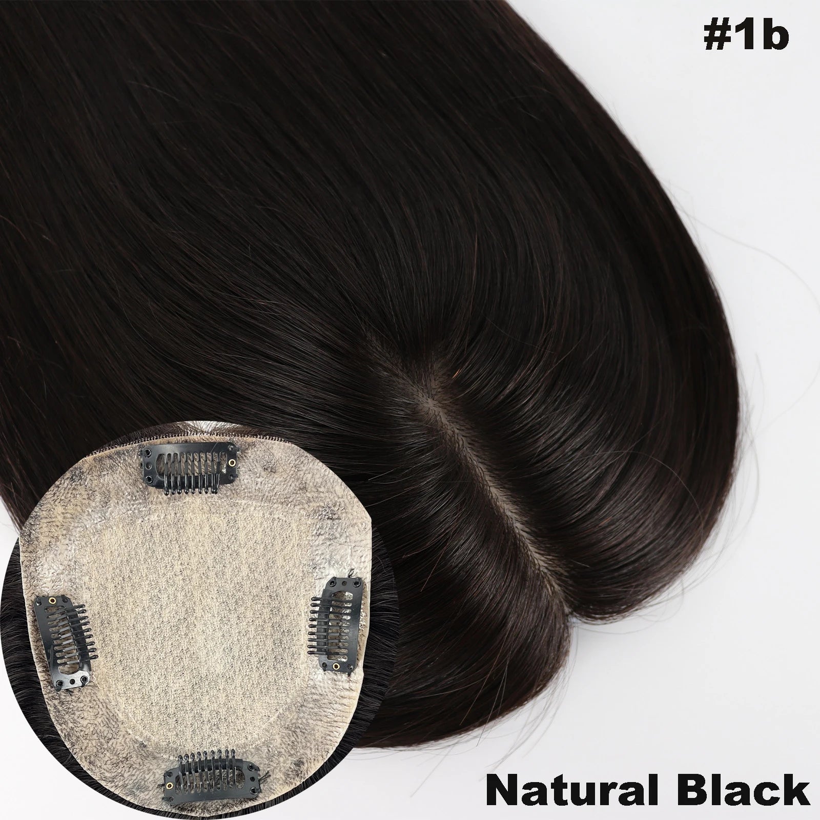 12x13 & 15x16 CM · Silk Base · European Virgin Human Hair Topper · Natural Black, Jet Black, Medium & Dark Brown · for Women · Clip-In or PU