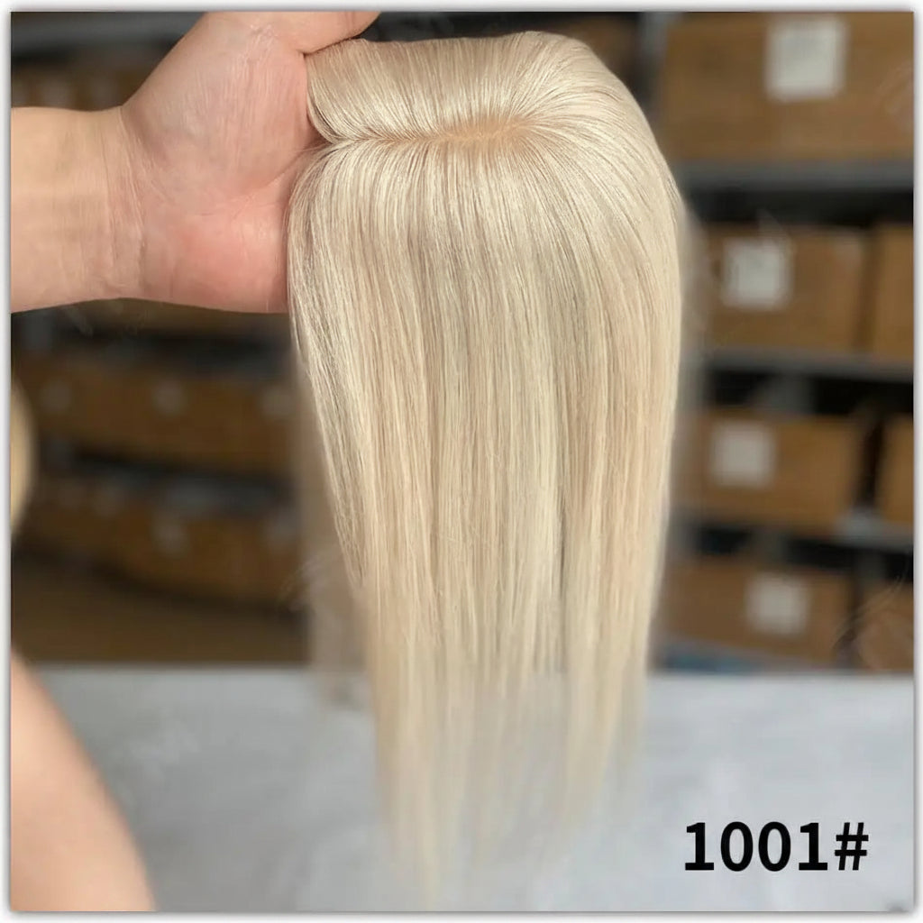 7x11 CM · Silk Base · Remy Human Hair Topper · 9 Colors · 10–12 Inches · Silky Straight · for Women · Clip-In
