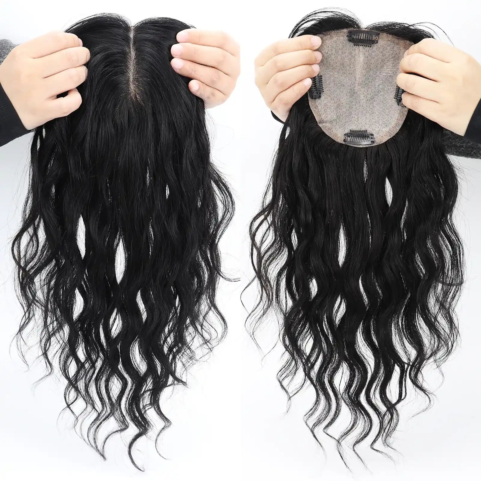 5x5" & 6x6" · Silk Base ·Center Part· European Virgin Human Hair Topper · Loose Wave · Center Part · for Women Clip-In